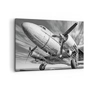 Cuadros Decoracion Salon Avión Retro Aeronave Lienzos decorativos 120x80cm Cuadro Sobre Lienzo Moderno Dormitorio Cocina Cuadros Pared Imágenes Wall Art Prints Decor Canvas Grande XXL AA120x80-4952