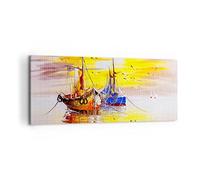 Cuadros Decoracion Salon Barcos Sol mar viajes Lienzos decorativos 120x50cm Cuadro Sobre Lienzo Moderno Dormitorio Cocina Cuadros Pared Imágenes Wall Art Prints Decor Canvas Grande AB120x50-2882