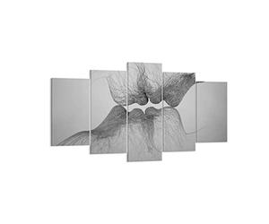 Cuadros Decoracion Salon Beso Amor Pareja Lienzos decorativos 160x85cm Cuadro Sobre Lienzo Moderno Dormitorio Cuadros Pared Imágenes Tríptico 5 Piezas Wall Art Prints Decor Grande XXL EA160x85-4967