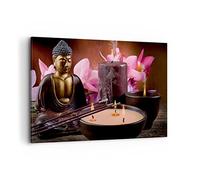 Cuadros Decoracion Salon Buda velas Religión Lienzos decorativos 120x80cm Cuadro Sobre Lienzo Moderno Dormitorio Cocina Cuadros Pared Imágenes Wall Art Prints Decor Canvas Grande XXL AA120x80-2631