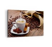 Cuadros Decoracion Salon Café negro desayuno chocolate Lienzos decorativos 120x80cm Cuadro Sobre Lienzo Moderno Dormitorio Cocina Cuadros Pared Imágenes Wall Art Prints Decor Grande XXL AA120x80-2152