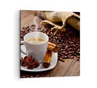 Cuadros Decoracion Salon Café negro desayuno chocolate Lienzos decorativos 50x50cm Cuadro Sobre Lienzo Moderno Dormitorio Cocina Cuadros Pared Imágenes Wall Art Prints Decor Canvas AC50x50-2152