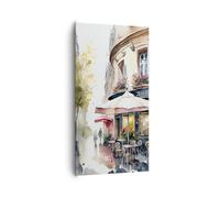 Cuadros Decoracion Salon Cafetería París Acuarela Lienzos decorativos 65x120cm Cuadro Sobre Lienzo Moderno Vertical Dormitorio Cocina Cuadros Pared Imágenes Wall Art Prints Decor Grande PA65x120-6177