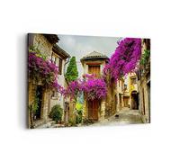 Cuadros Decoracion Salon calle verano flores Lienzos decorativos 120x80cm Cuadro Sobre Lienzo Moderno Dormitorio Cocina Cuadros Pared Imágenes Wall Art Prints Decor Canvas Grande XXL AA120x80-3589
