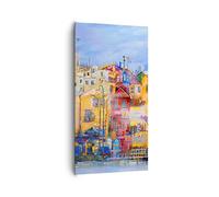 Cuadros Decoracion Salon casco antiguo casa de vivienda Lienzos decorativos 65x120cm Cuadro Sobre Lienzo Moderno Vertical Dormitorio Cuadros Pared Imágenes Wall Art Prints Decor Grande PA65x120-3419
