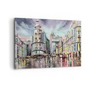 Cuadros Decoracion Salon ciudad calle casa Lienzos decorativos 120x80cm Cuadro Sobre Lienzo Moderno Dormitorio Cocina Cuadros Pared Imágenes Wall Art Prints Decor Canvas Grande XXL AA120x80-3440