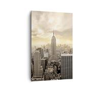 Cuadros Decoracion Salon Ciudad rascacielos manhattan nuevo york Lienzos decorativos 80x120cm Cuadro Sobre Lienzo Moderno Vertical Dormitorio Cuadros Pared Imágenes Wall Art Grande PA80x120-2630