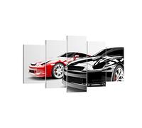Cuadros Decoracion Salon Coches deporte elegancia Lienzos decorativos 160x85cm Cuadro Sobre Lienzo Moderno Dormitorio Cuadros Pared Imágenes Tríptico 5 Piezas Wall Art Prints Grande XXL EA160x85-2390