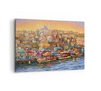 Cuadros Decoracion Salon Colores Ciudad Turquía Lienzos decorativos 120x80cm Cuadro Sobre Lienzo Moderno Dormitorio Cocina Cuadros Pared Imágenes Wall Art Prints Decor Canvas Grande XXL AA120x80-4987