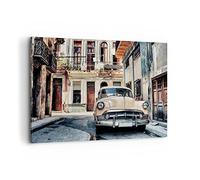Cuadros Decoracion Salon Cubano Coche Casas De Vecindad Lienzos decorativos 120x80cm Cuadro Sobre Lienzo Moderno Dormitorio Cuadros Pared Imágenes Wall Art Prints Decor Grande XXL AA120x80-4413