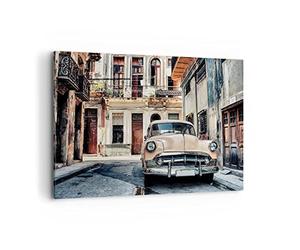 Cuadros Decoracion Salon Cubano Coche Casas De Vecindad Lienzos decorativos 120x80cm Cuadro Sobre Lienzo Moderno Dormitorio Cuadros Pared Imágenes Wall Art Prints Decor Grande XXL AA120x80-4413