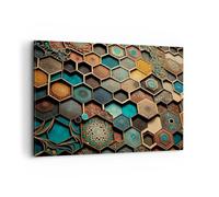 Cuadros Decoracion Salon Cubo Mosaico Patrón Lienzos decorativos 120x80cm Cuadro Sobre Lienzo Moderno Dormitorio Cocina Cuadros Pared Imágenes Wall Art Prints Decor Canvas Grande XXL AA120x80-5849