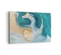Cuadros Decoracion Salon Dorado Turquesa Fondo Lienzos decorativos 120x80cm Cuadro Sobre Lienzo Moderno Dormitorio Cocina Cuadros Pared Imágenes Wall Art Prints Decor Canvas Grande XXL AA120x80-4969