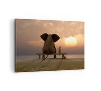 Cuadros Decoracion Salon elefante orilla mar Lienzos decorativos 120x80cm Cuadro Sobre Lienzo Moderno Dormitorio Cocina Cuadros Pared Imágenes Wall Art Prints Decor Canvas Grande XXL AA120x80-3555