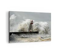 Cuadros Decoracion Salon Faro océano tormenta Lienzos decorativos 120x80cm Cuadro Sobre Lienzo Moderno Dormitorio Cocina Cuadros Pared Imágenes Wall Art Prints Decor Canvas Grande XXL AA120x80-2442