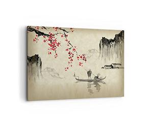Cuadros Decoracion Salon Flor Cerezas Japón Lienzos decorativos 120x80cm Cuadro Sobre Lienzo Moderno Dormitorio Cocina Cuadros Pared Imágenes Wall Art Prints Decor Canvas Grande XXL AA120x80-5020