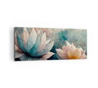 Cuadros Decoracion Salon Flores Arte Deco Loto Lienzos decorativos 120x50cm Cuadro Sobre Lienzo Moderno Dormitorio Cocina Cuadros Pared Imágenes Wall Art Prints Decor Canvas Grande AB120x50-5976