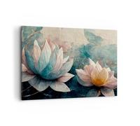 Cuadros Decoracion Salon Flores Arte Deco Loto Lienzos decorativos 120x80cm Cuadro Sobre Lienzo Moderno Dormitorio Cocina Cuadros Pared Imágenes Wall Art Prints Decor Canvas Grande XXL AA120x80-5976