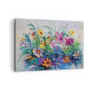 Cuadros Decoracion Salon Flores Los Colores Empasto Lienzos decorativos 120x80cm Cuadro Sobre Lienzo Moderno Dormitorio Cocina Cuadros Pared Imágenes Wall Art Prints Decor Grande XXL AA120x80-4521