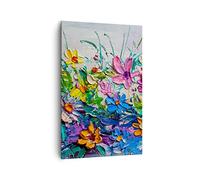 Cuadros Decoracion Salon Flores Los Colores Empasto Lienzos decorativos 80x120cm Cuadro Sobre Lienzo Moderno Vertical Dormitorio Cuadros Pared Imágenes Wall Art Prints Decor Grande PA80x120-4521