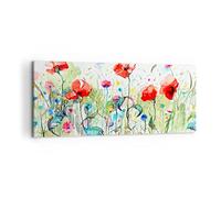 Cuadros Decoracion Salon Flores Prado hoja naturaleza Lienzos decorativos 120x50cm Cuadro Sobre Lienzo Moderno Dormitorio Cocina Cuadros Pared Imágenes Wall Art Prints Decor Grande AB120x50-3076