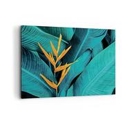 Cuadros Decoracion Salon Flores Tropicales Hojas Lienzos decorativos 120x80cm Cuadro Sobre Lienzo Moderno Dormitorio Cocina Cuadros Pared Imágenes Wall Art Prints Decor Grande XXL AA120x80-5116