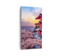 Cuadros Decoracion Salon Fuji Choreito Pagoda Lienzos decorativos 65x120cm Cuadro Sobre Lienzo Moderno Vertical Dormitorio Cocina Cuadros Pared Imágenes Wall Art Prints Decor Grande PA65x120-4547