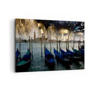 Cuadros Decoracion Salon Góndola agua canal Lienzos decorativos 120x80cm Cuadro Sobre Lienzo Moderno Dormitorio Cocina Cuadros Pared Imágenes Wall Art Prints Decor Canvas Grande XXL AA120x80-0250