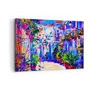 Cuadros Decoracion Salon Hogar flores calle cielo Lienzos decorativos 120x80cm Cuadro Sobre Lienzo Moderno Dormitorio Cocina Cuadros Pared Imágenes Wall Art Prints Decor Grande XXL AA120x80-2850