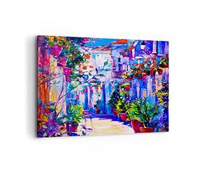 Cuadros Decoracion Salon Hogar flores calle cielo Lienzos decorativos 120x80cm Cuadro Sobre Lienzo Moderno Dormitorio Cocina Cuadros Pared Imágenes Wall Art Prints Decor Grande XXL AA120x80-2850
