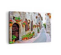 Cuadros Decoracion Salon Italia calle flores historia Lienzos decorativos 120x80cm Cuadro Sobre Lienzo Moderno Dormitorio Cocina Cuadros Pared Imágenes Wall Art Prints Decor Grande XXL AA120x80-2817