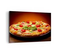 Cuadros Decoracion Salon Italia pizza tradición comida Lienzos decorativos 120x80cm Cuadro Sobre Lienzo Moderno Dormitorio Cocina Cuadros Pared Imágenes Wall Art Prints Decor Grande XXL AA120x80-2717