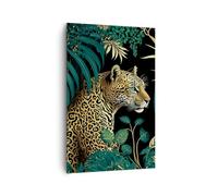 Cuadros Decoracion Salon Leopardo Selva Tropical Lienzos decorativos 80x120cm Cuadro Sobre Lienzo Moderno Vertical Dormitorio Cocina Cuadros Pared Imágenes Wall Art Prints Decor Grande PA80x120-5720