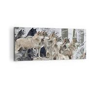 Cuadros Decoracion Salon Manada Lobos Invierno Lienzos decorativos 120x50cm Cuadro Sobre Lienzo Moderno Dormitorio Cocina Cuadros Pared Imágenes Wall Art Prints Decor Canvas Grande AB120x50-4357