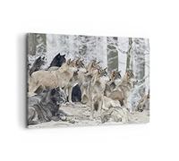 Cuadros Decoracion Salon Manada Lobos Invierno Lienzos decorativos 120x80cm Cuadro Sobre Lienzo Moderno Dormitorio Cocina Cuadros Pared Imágenes Wall Art Prints Decor Canvas Grande XXL AA120x80-4357