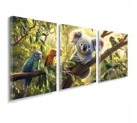 Cuadros Decoracion Salon Modernos, 3 Pcs Marco de Madera Cuadros Animal Posters para Pared Lienzo Pintura Coala Wall Art Imagen Decoracion Dormitorios Cocina Baño Pasillo Pared 25x35 cm 1f-1045