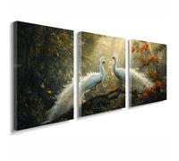Cuadros Decoracion Salon Modernos, 3 Pcs Marco de Madera Cuadros Animal Posters para Pared Lienzo Pintura Pavo real Wall Art Imagen Decoracion Dormitorios Cocina Baño Pasillo Pared 30x45 cm 1f-955