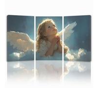 Cuadros Decoracion Salon Modernos, 3 Pcs Marco de Madera Cuadros Chica Posters para Pared Lienzo Pintura Ángel Wall Art Imagen Decoracion Dormitorios Cocina Baño Oficina Pasillo Pared 50x70 cm 1f-702