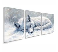 Cuadros Decoracion Salon Modernos, 3 Pcs Marco de Madera Cuadros Invierno Posters para Pared Lienzo Pintura Lobo Wall Art Imagen Decoracion Dormitorios Cocina Baño Pasillo Pared 30x45 cm 1f-305