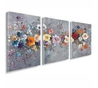 Cuadros Decoracion Salon Modernos, 3 Pcs Marco de Madera Cuadros Retro Posters para Pared Lienzo Pintura Flor Wall Art Imagen Decoracion Dormitorios Cocina Baño Oficina Pasillo Pared 50x70 cm 1f-377