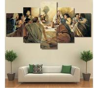 Cuadros Decoracion Salon Modernos 5 Piezas Lienzo Grandes Murales Pared Hogar Pasillo Decor Arte Pared Cuadro Jesucristo y los apóstoles la última cena HD Posters Para Pared Innovador Regalo 200×100