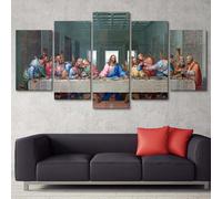 Cuadros Decoracion Salon Modernos 5 Piezas Lienzo Grandes Murales Pared Hogar Pasillo Decor Arte Pared Cuadro Última Cena De Jesucristo Y Los 12 Apóstoles Vintage Christian HD Posters Para Pared
