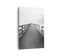 Cuadros Decoracion Salon Muelle Perspectiva Blanco Y Negro Lienzos decorativos 80x120cm Cuadro Sobre Lienzo Moderno Vertical Dormitorio Cuadros Pared Imágenes Wall Art Prints Grande PA80x120-4424