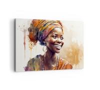 Cuadros Decoracion Salon Mujer Afroamericano Retrato Lienzos decorativos 120x80cm Cuadro Sobre Lienzo Moderno Dormitorio Cocina Cuadros Pared Imágenes Wall Art Prints Decor Grande XXL AA120x80-5767