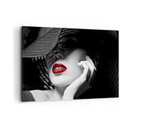 Cuadros Decoracion Salon mujer cara labios Lienzos decorativos 120x80cm Cuadro Sobre Lienzo Moderno Dormitorio Cocina Cuadros Pared Imágenes Wall Art Prints Decor Canvas Grande XXL AA120x80-3618