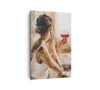 Cuadros Decoracion Salon Mujer Vino Retrato Lienzos decorativos 80x120cm Cuadro Sobre Lienzo Moderno Vertical Dormitorio Cocina Cuadros Pared Imágenes Wall Art Prints Decor Grande PA80x120-6226
