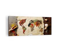 Cuadros Decoracion Salon Mundo mapa especias colores Lienzos decorativos 120x50cm Cuadro Sobre Lienzo Moderno Dormitorio Cocina Cuadros Pared Imágenes Wall Art Prints Decor Grande AB120x50-2832