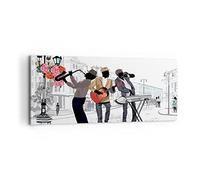 Cuadros Decoracion Salon Música instrumentos calle ciudad Lienzos decorativos 120x50cm Cuadro Sobre Lienzo Moderno Dormitorio Cocina Cuadros Pared Imágenes Wall Art Prints Decor Grande AB120x50-2933