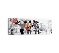 Cuadros Decoracion Salon Música instrumentos calle ciudad Lienzos decorativos 150x50cm Cuadro Sobre Lienzo Moderno Dormitorio Cuadros Pared Tríptico 3 Piezas Wall Art Prints Grande XXL CA150x50-2933