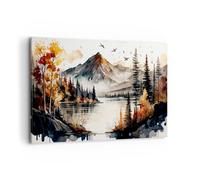 Cuadros Decoracion Salon Naturaleza Vista Montañas Lienzos decorativos 120x80cm Cuadro Sobre Lienzo Moderno Dormitorio Cocina Cuadros Pared Imágenes Wall Art Prints Decor Grande XXL AA120x80-5783